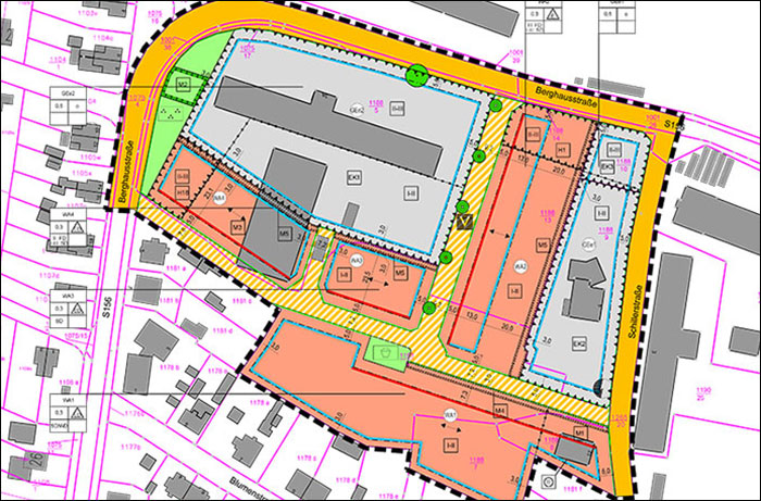 Planzeichnung Wohngebiet Kastanienweg